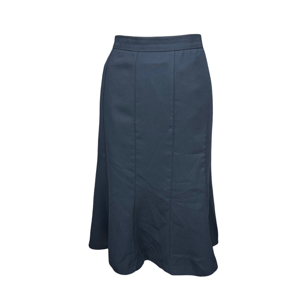 Roamans Black Panelled Midi Skirt Womens 18W Elastic Back A-Line Career Office